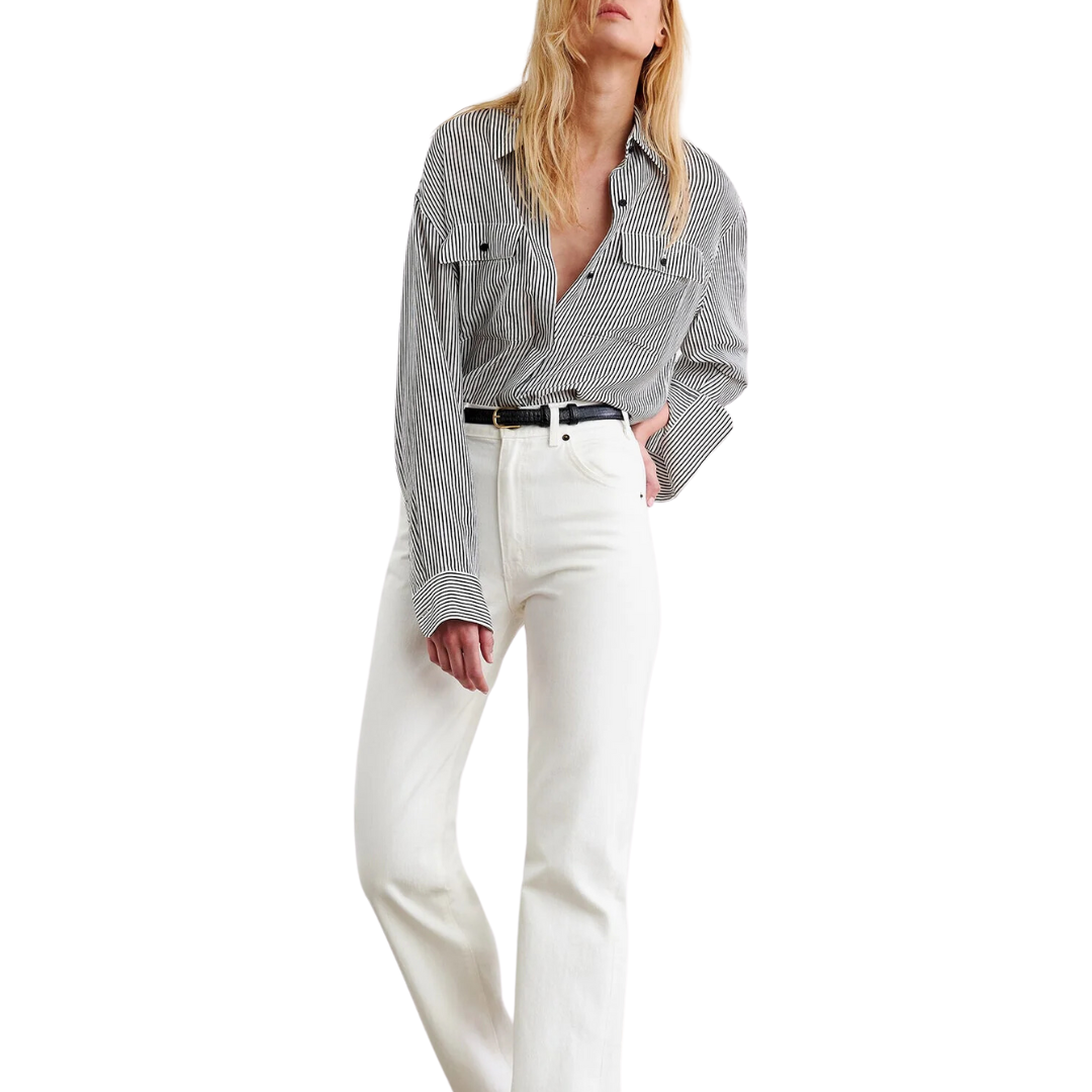 Ellias Shirt in White/Black Stripe