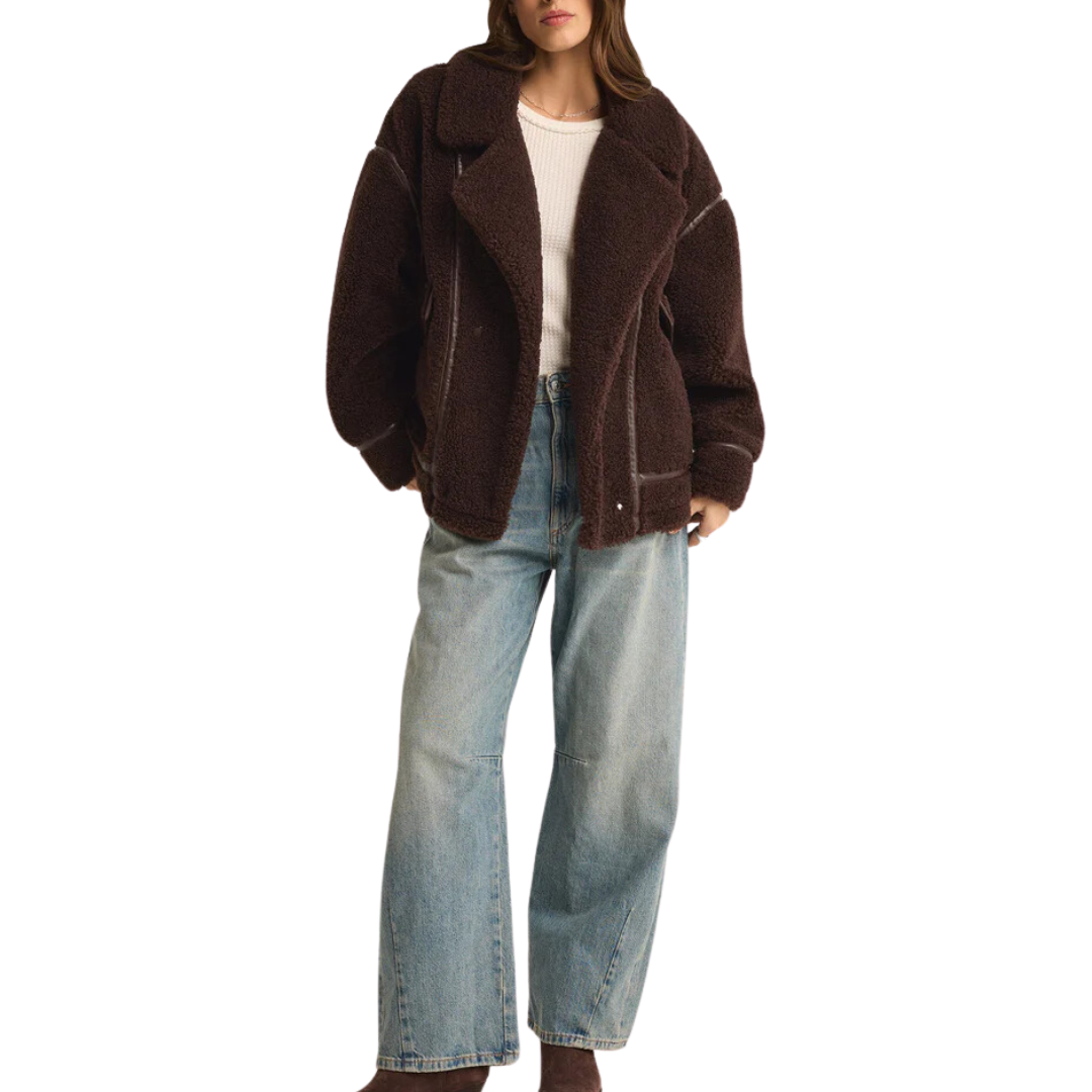 Ari Sherpa Jacket in Dark Chocolate
