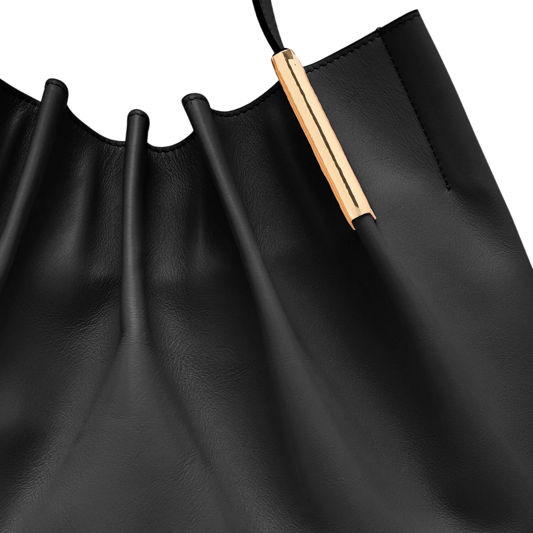 Isadora Ruched East-West Tote in Noir