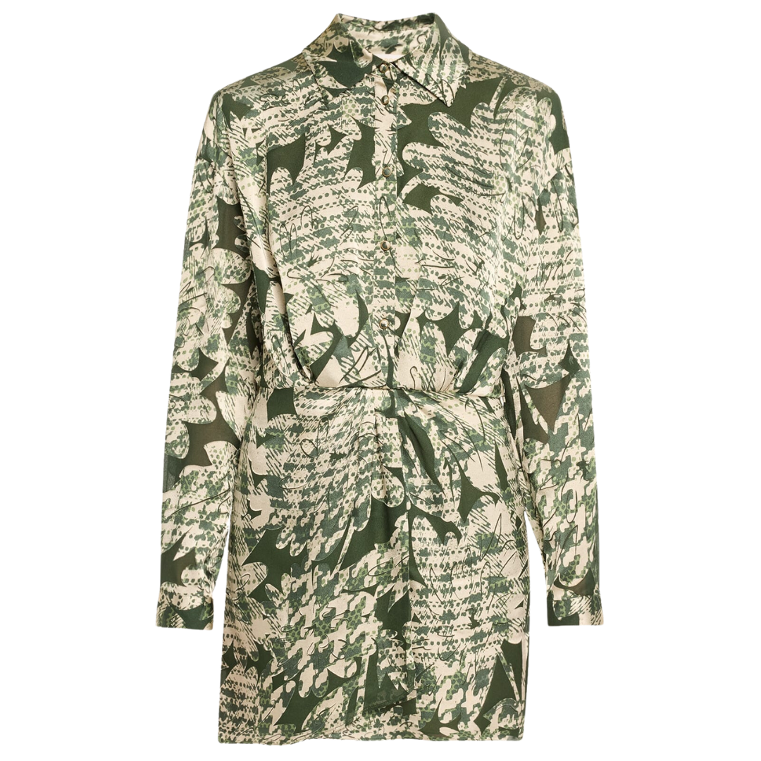 Palmer Long Sleeve Mini Dress in Sage Burnout