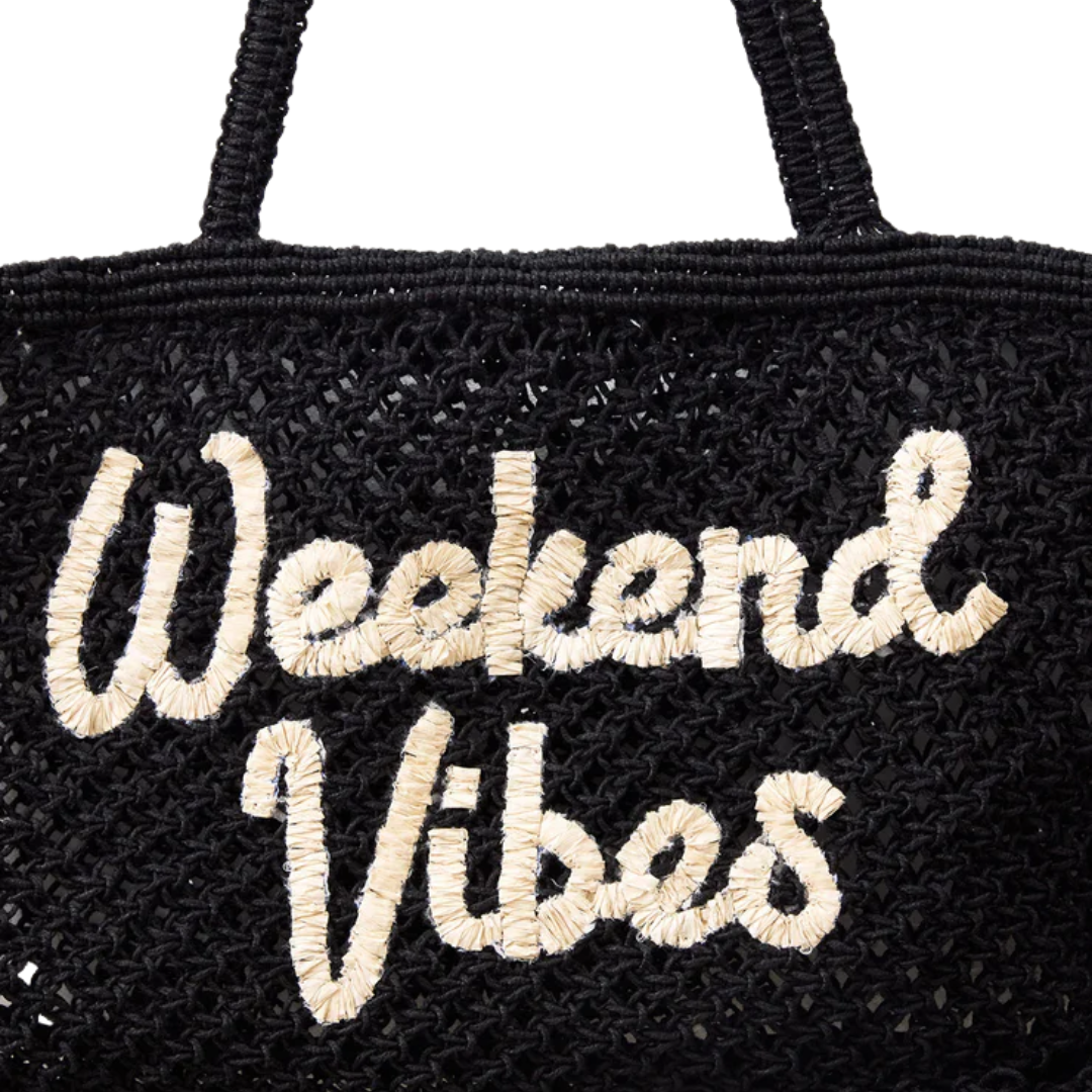 Woven Jute Tote Bag in Black