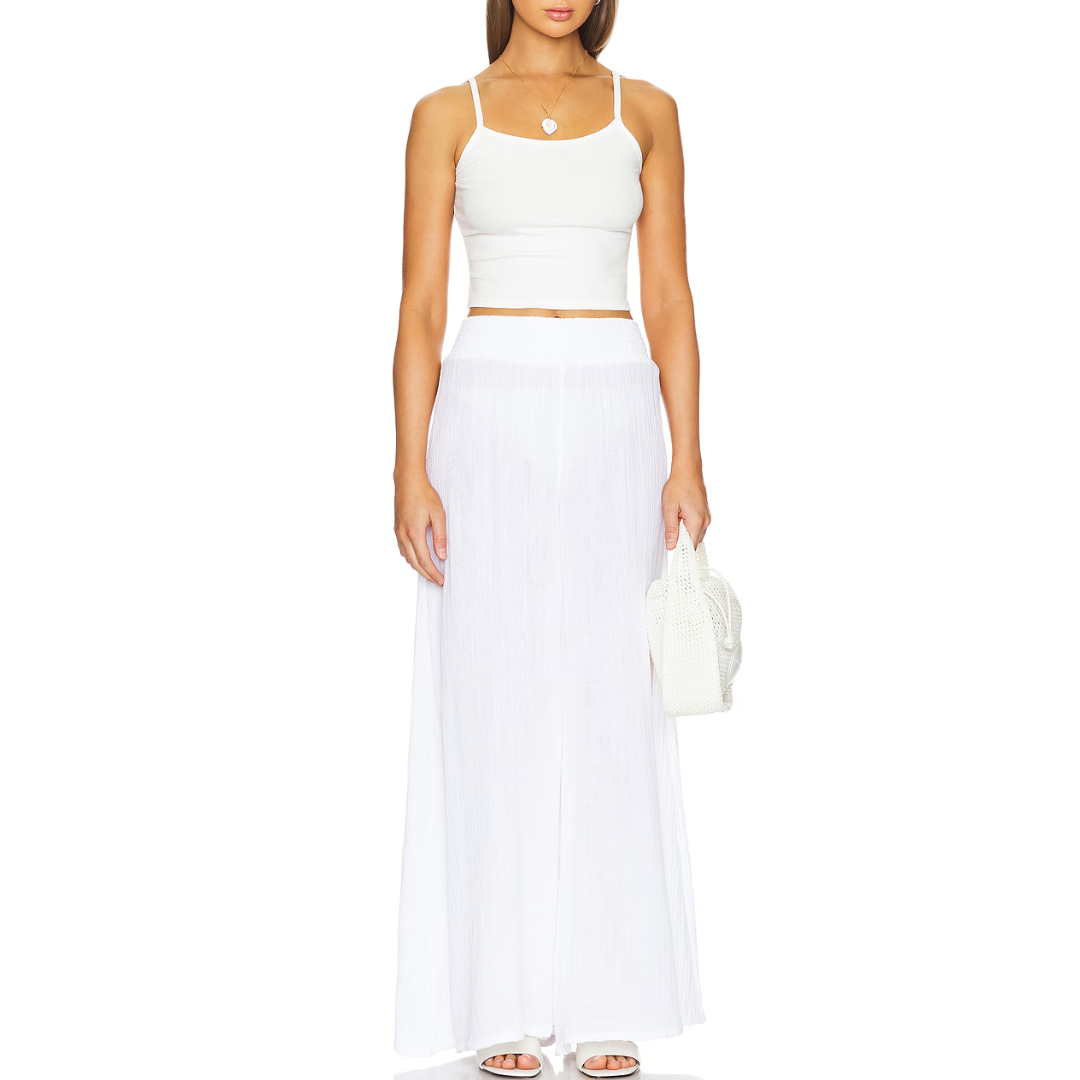 Simba Smocked Waist Pant in White