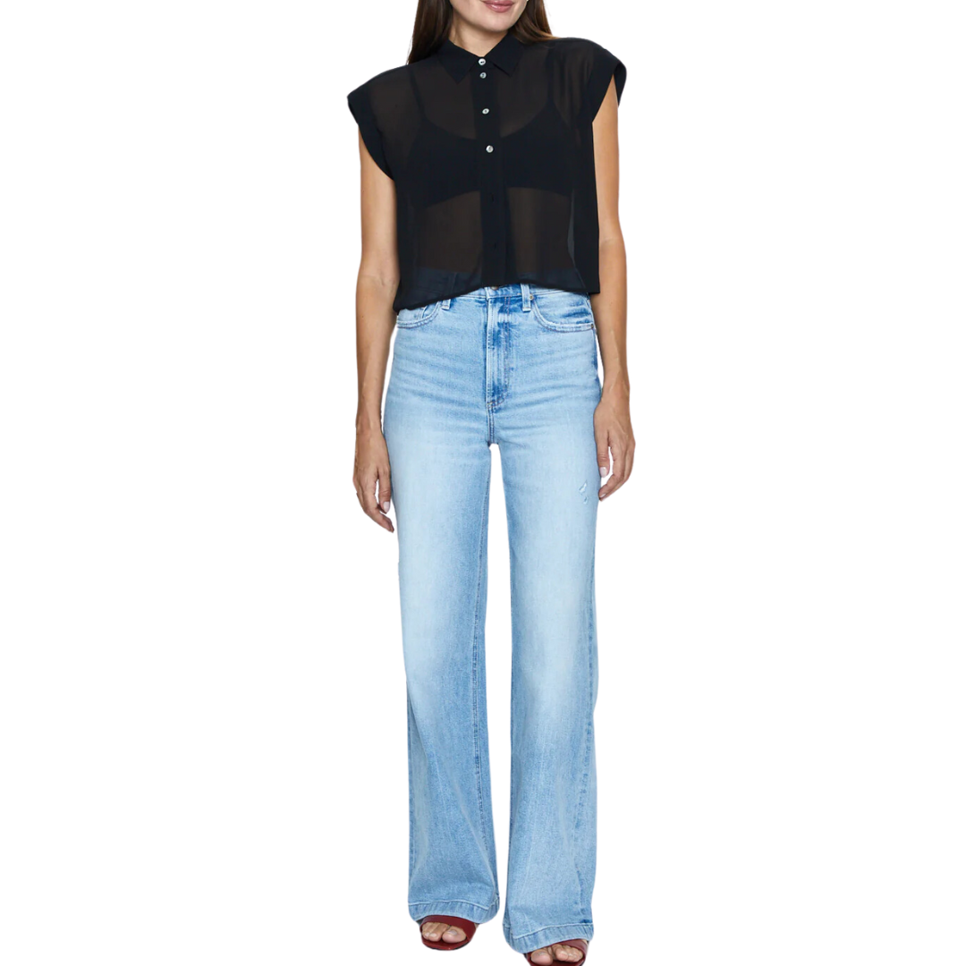 Lina Roll Sleeve Square Shirt in Noir