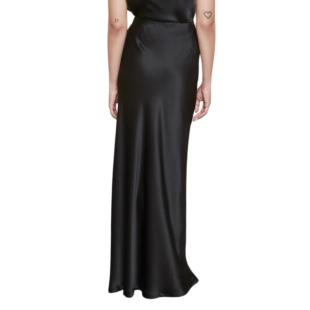 Silk Full Length Skirt in Black