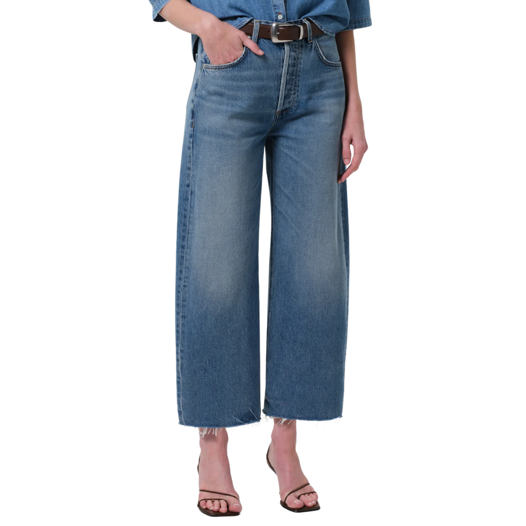 Ayla Raw Hem Crop in Telegraph