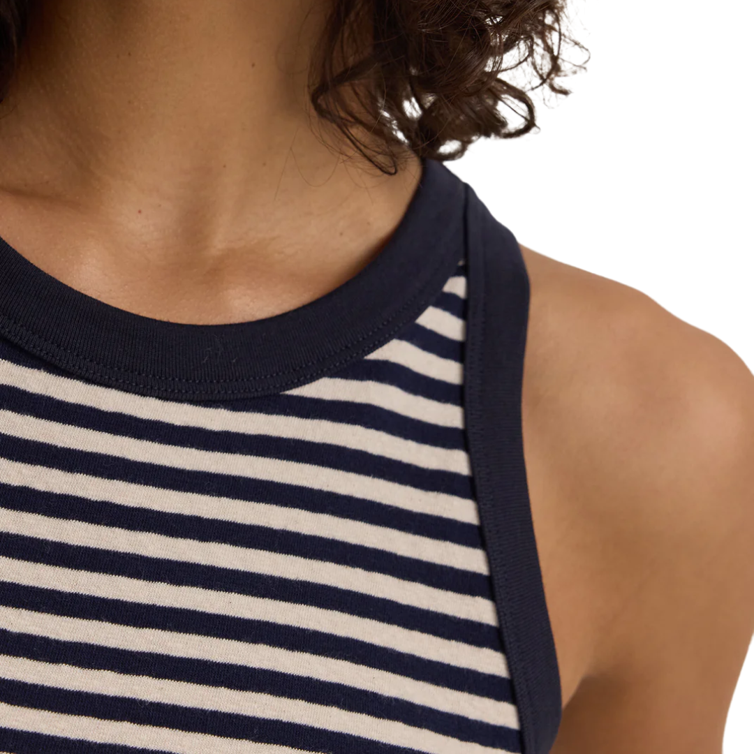 Lua Jersey Stripe Top in Navy