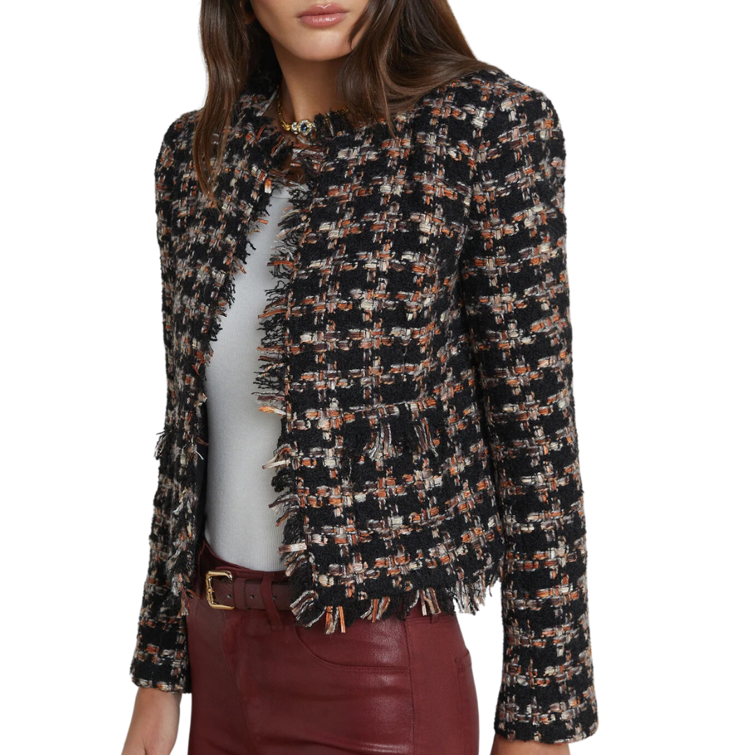 Angelina Tweed Jacket in Black Multi Tweed