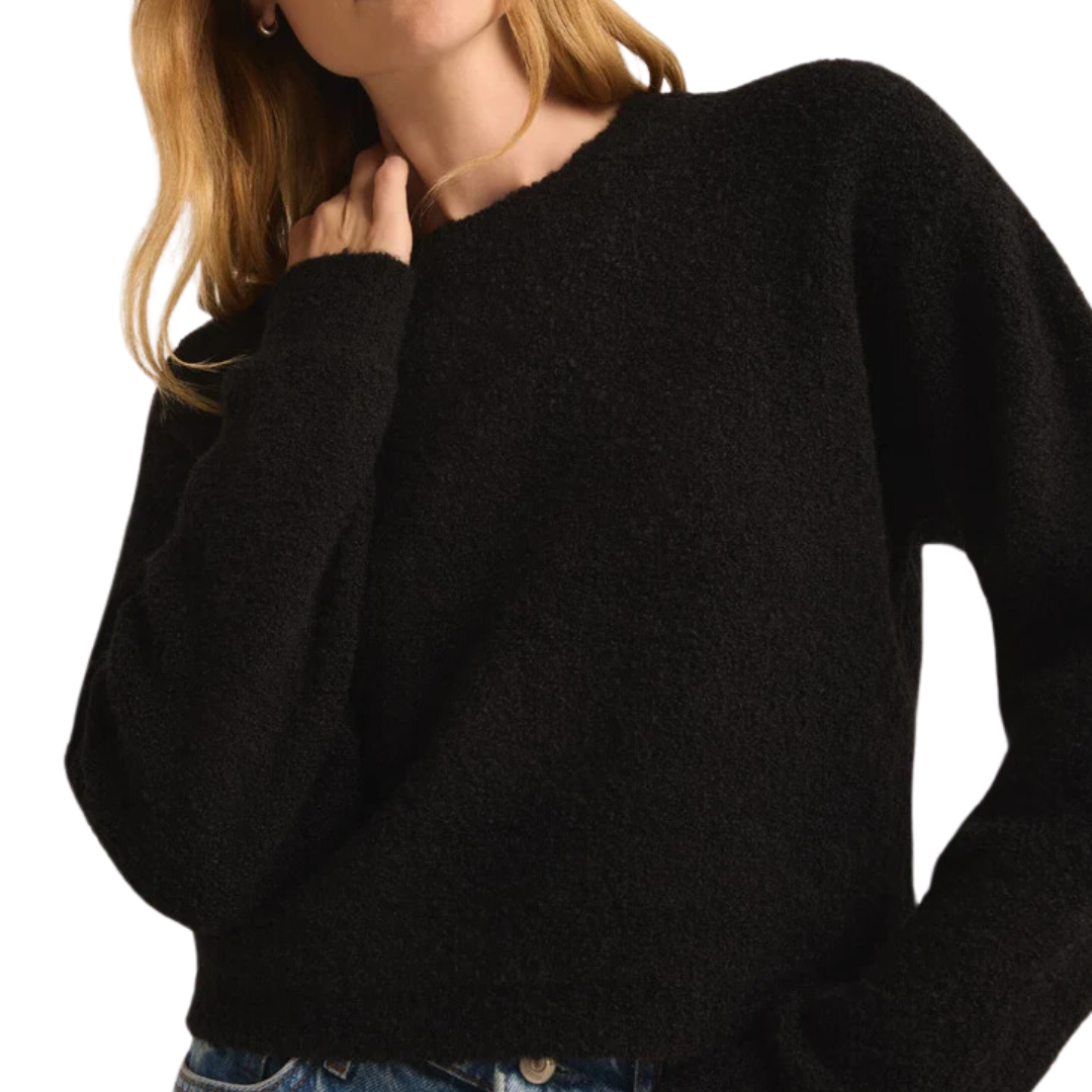Destiny Plush Sweater in Black