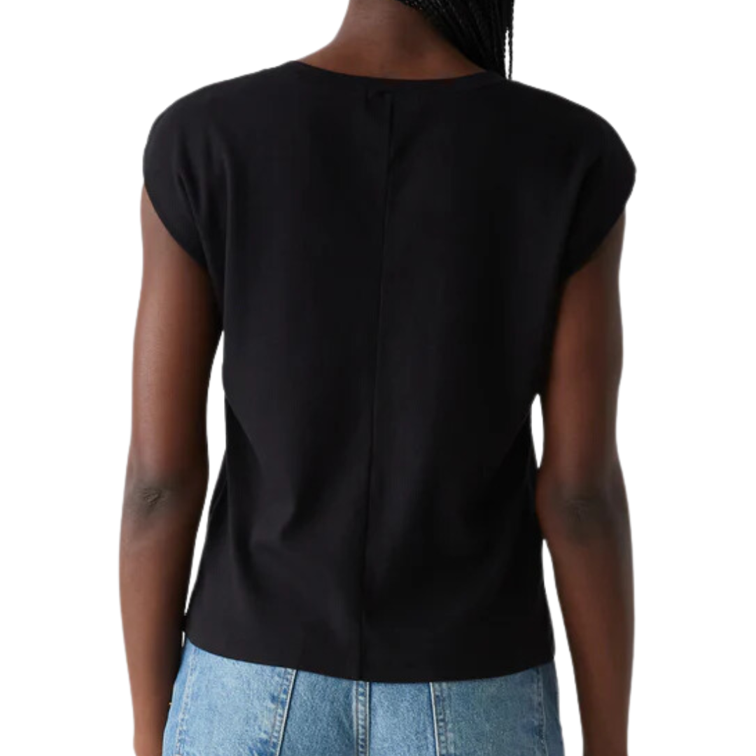 Tati Power Shoulder Top in Black