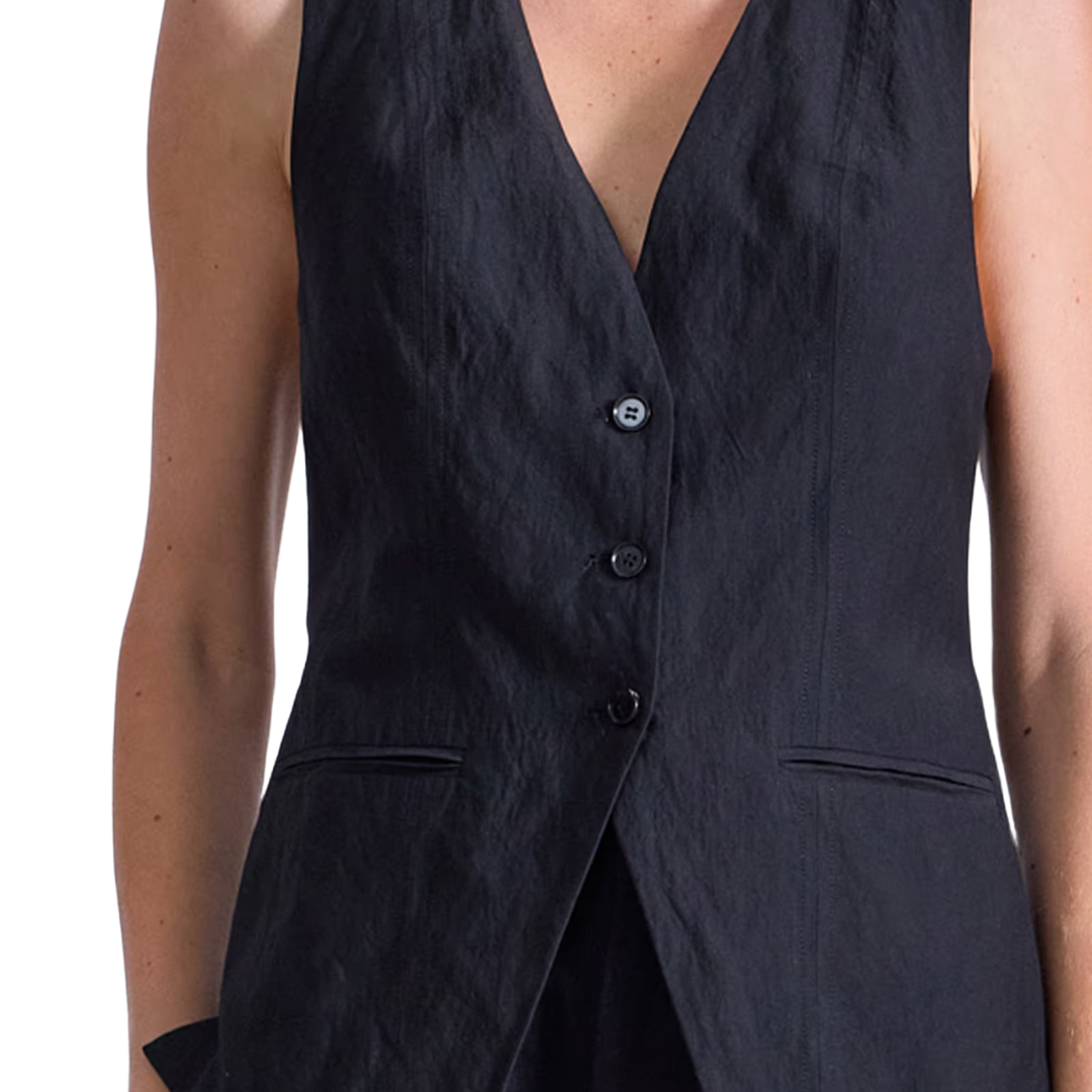 Helena V-Neck Vest in Black