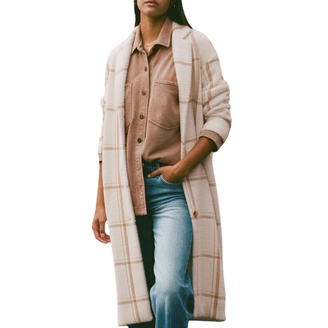 Mason Windowpane Knit Coat in Sea Salt