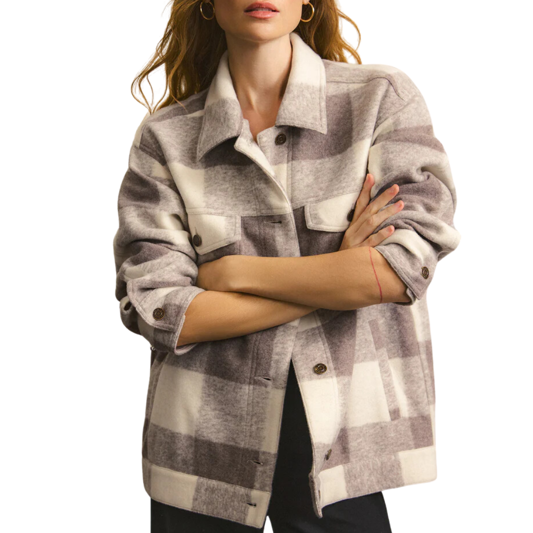 Preston Knit Plaid Jacket in Slate Grey