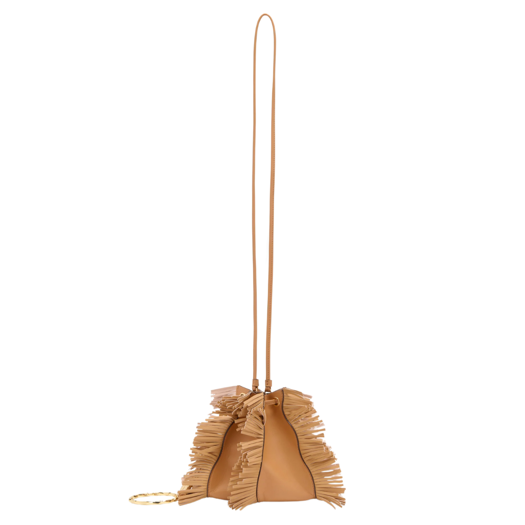 Adria Pleated Wave Pochette in Almond Fringe