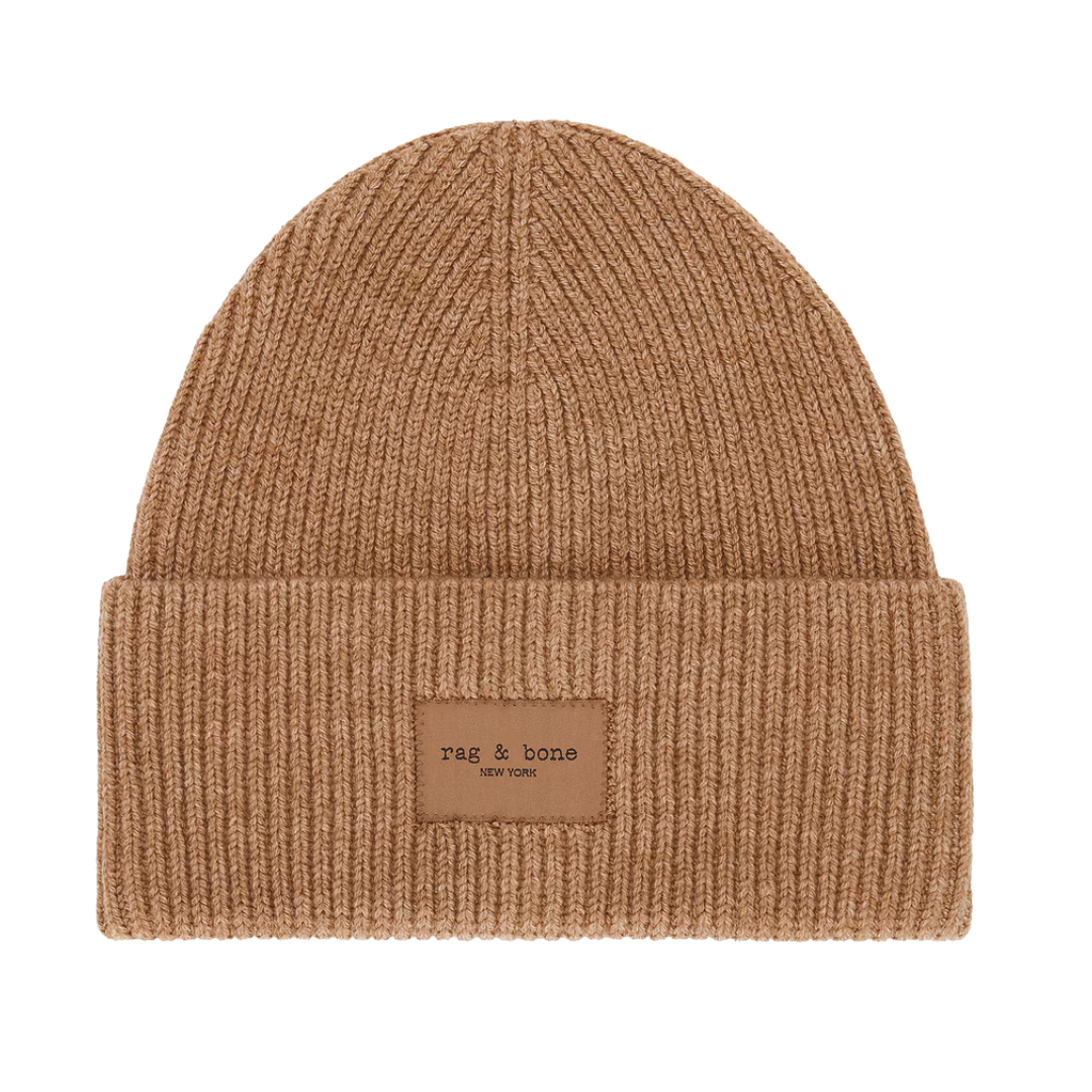 Blake Rib-Knit Beanie in Camel