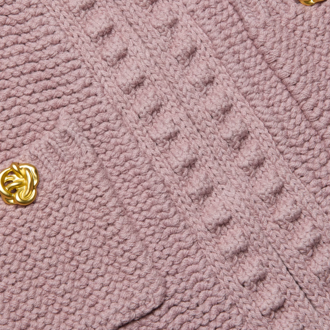 Delilah Cropped Cardigan in Light Mauve/Gold