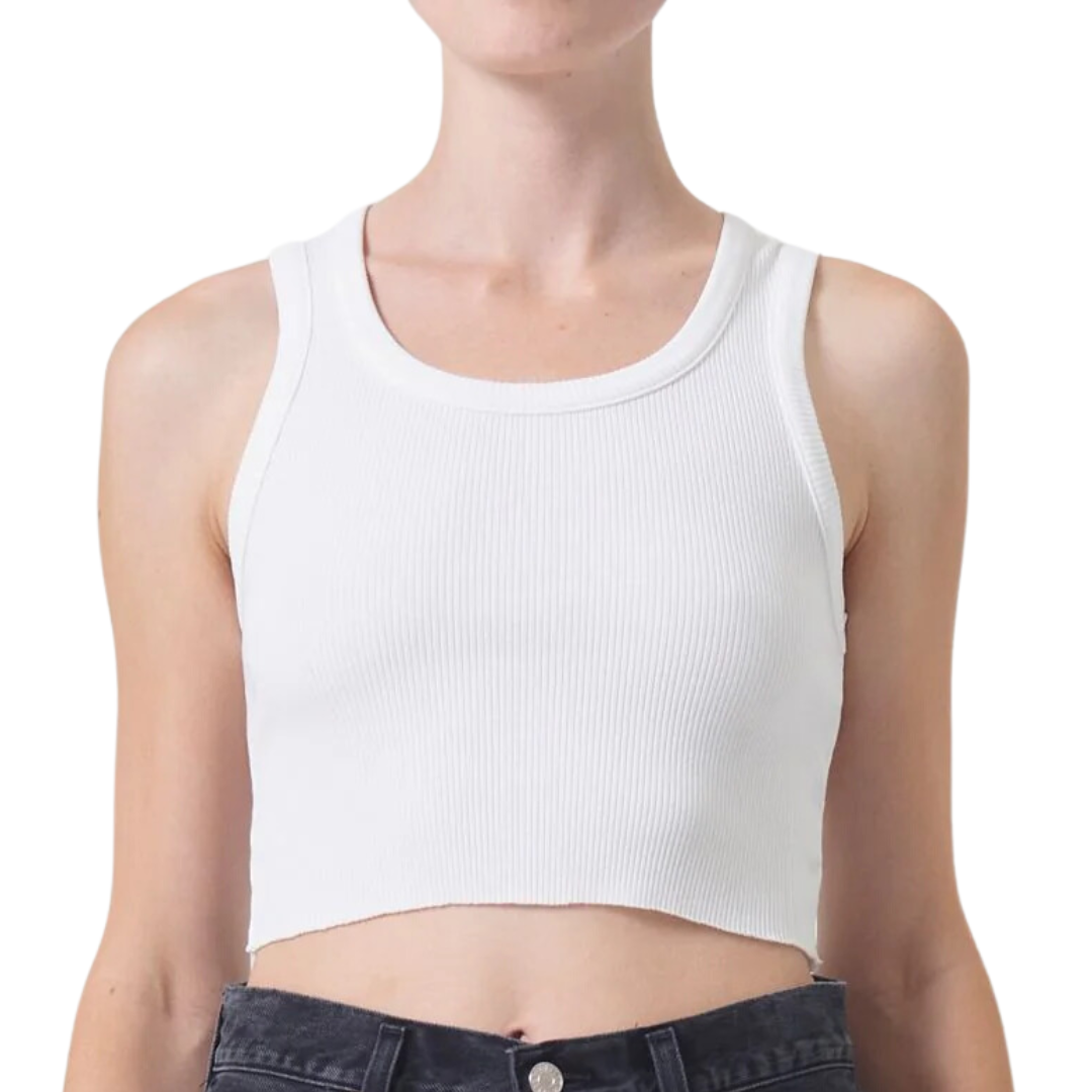 Cropped Poppy Tank in White