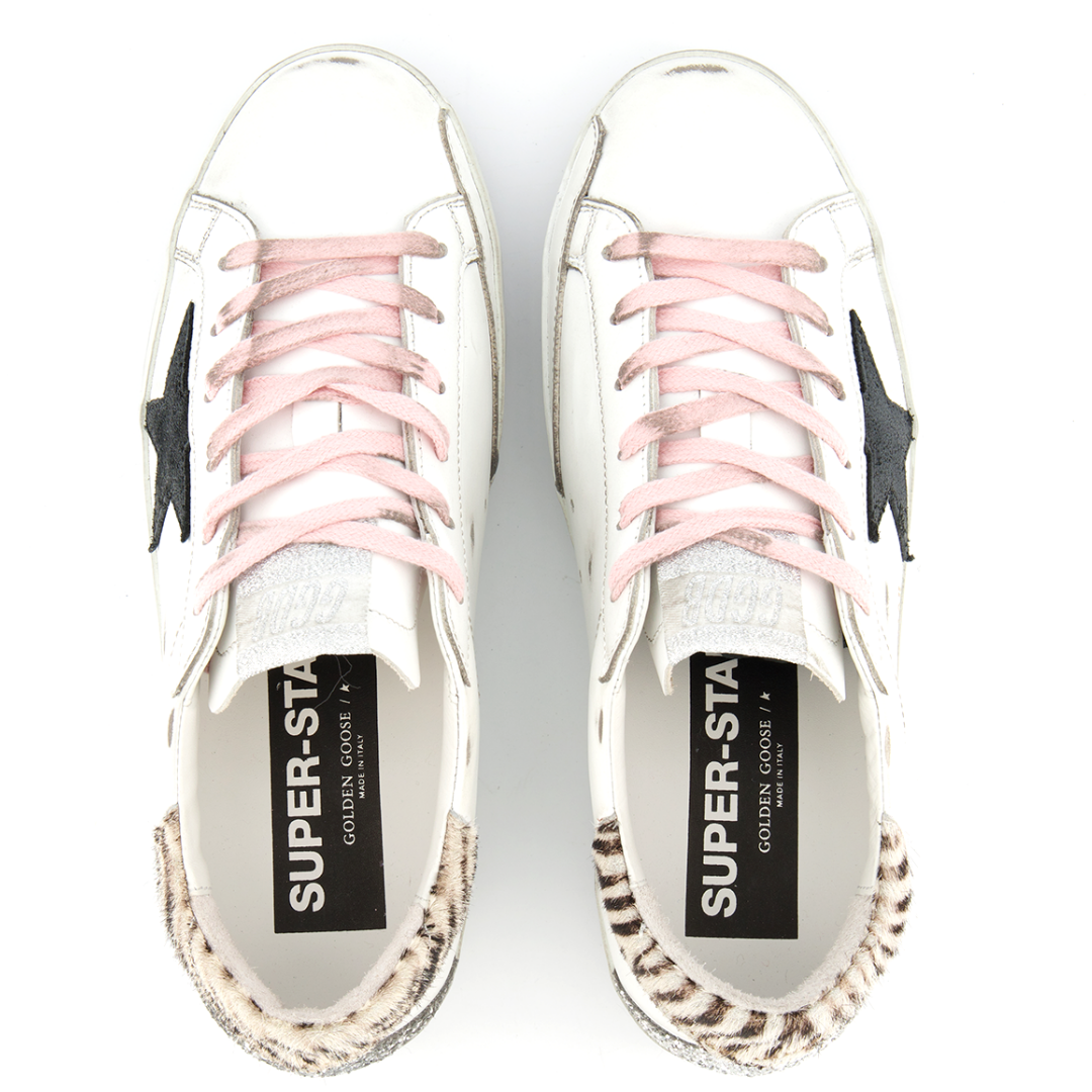 Super Star Sneaker in Tiger Pony Hair, Pink, White, Black