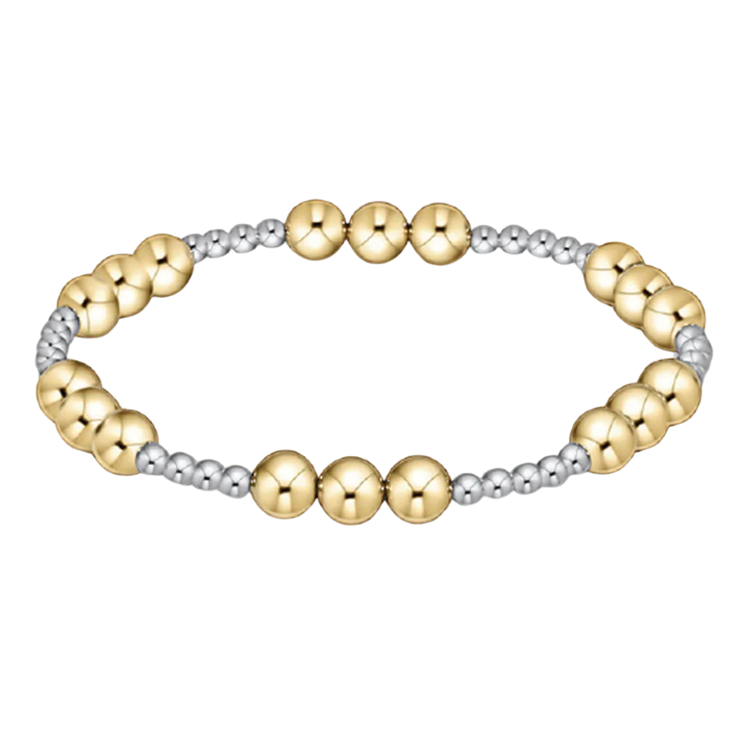 Classic Joy Pattern 6mm Bead Bracelet in Mixed Metal