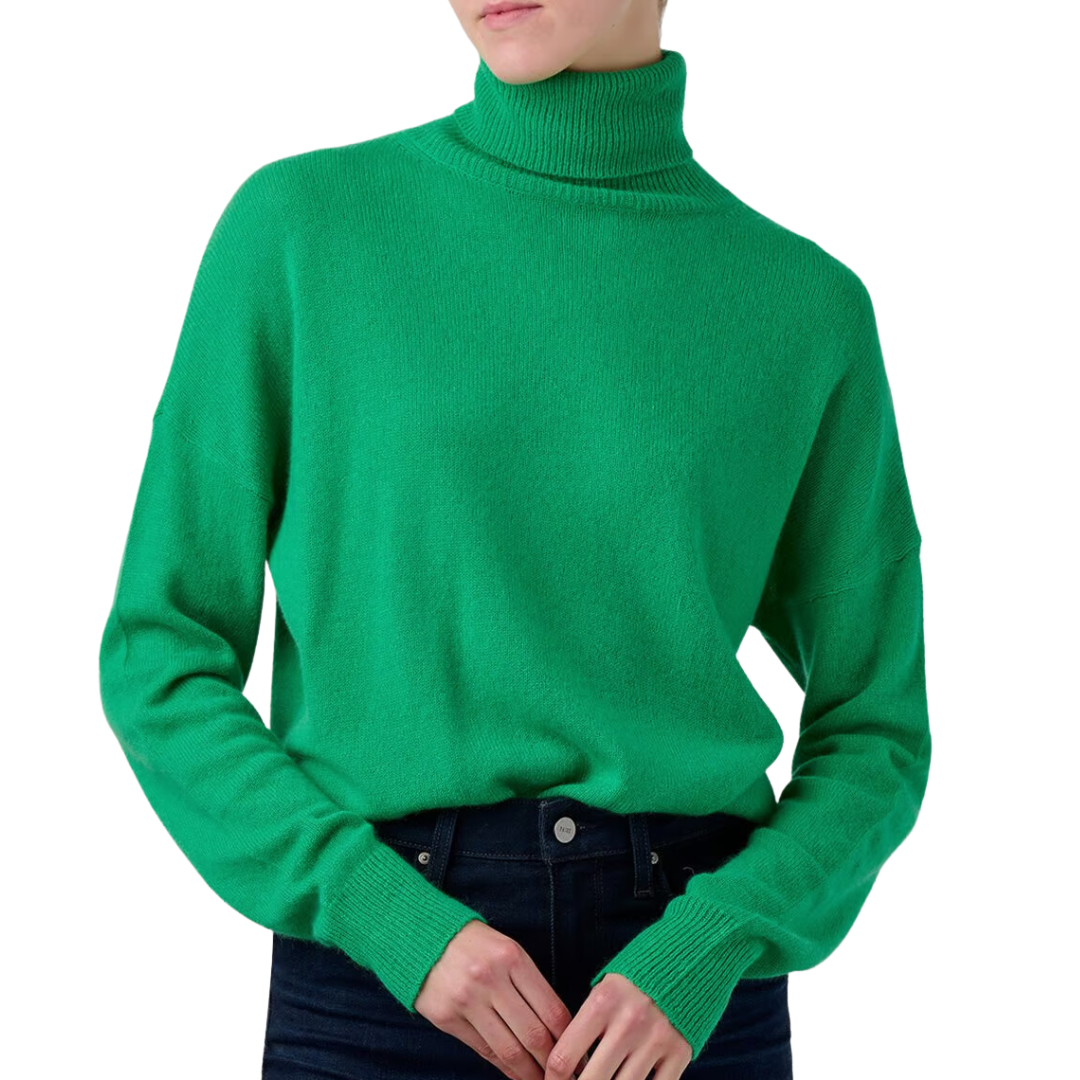 Lightweight Cashmere Roll Collar in Bright Green