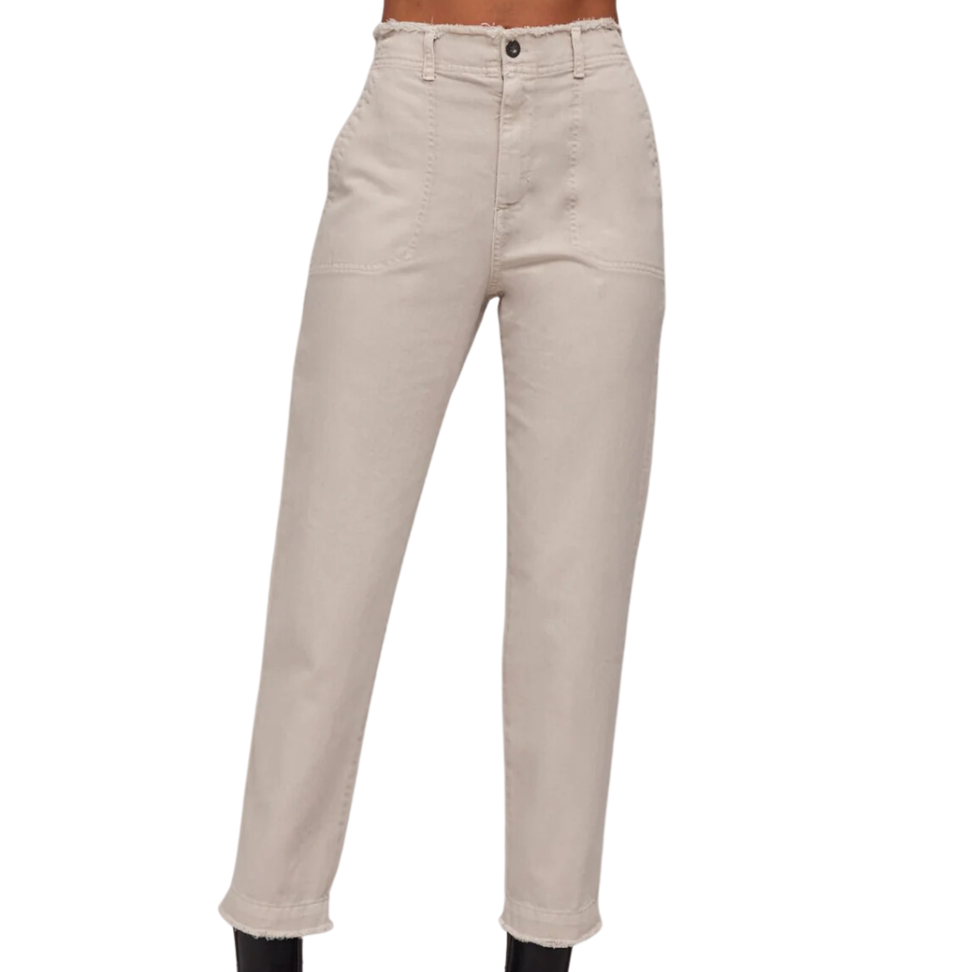 Dakota Frayed Ankle Trouser in Cool Sand