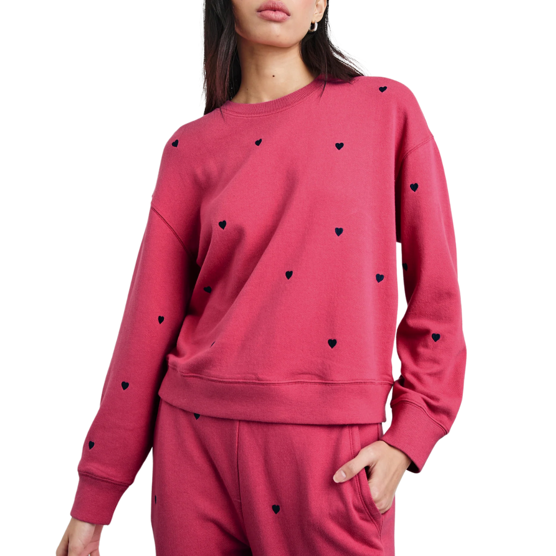 Ramona Sweatshirt in Pink Midnight Hearts
