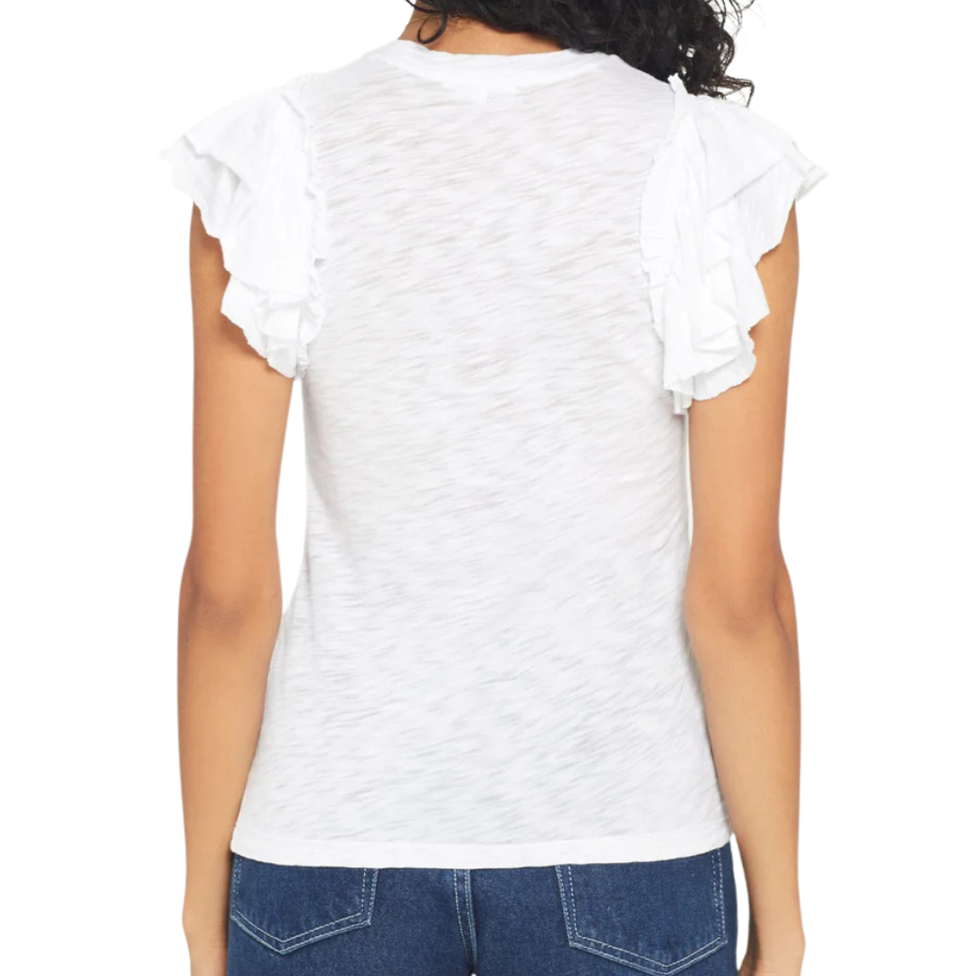 Double Ruffle Shell in White