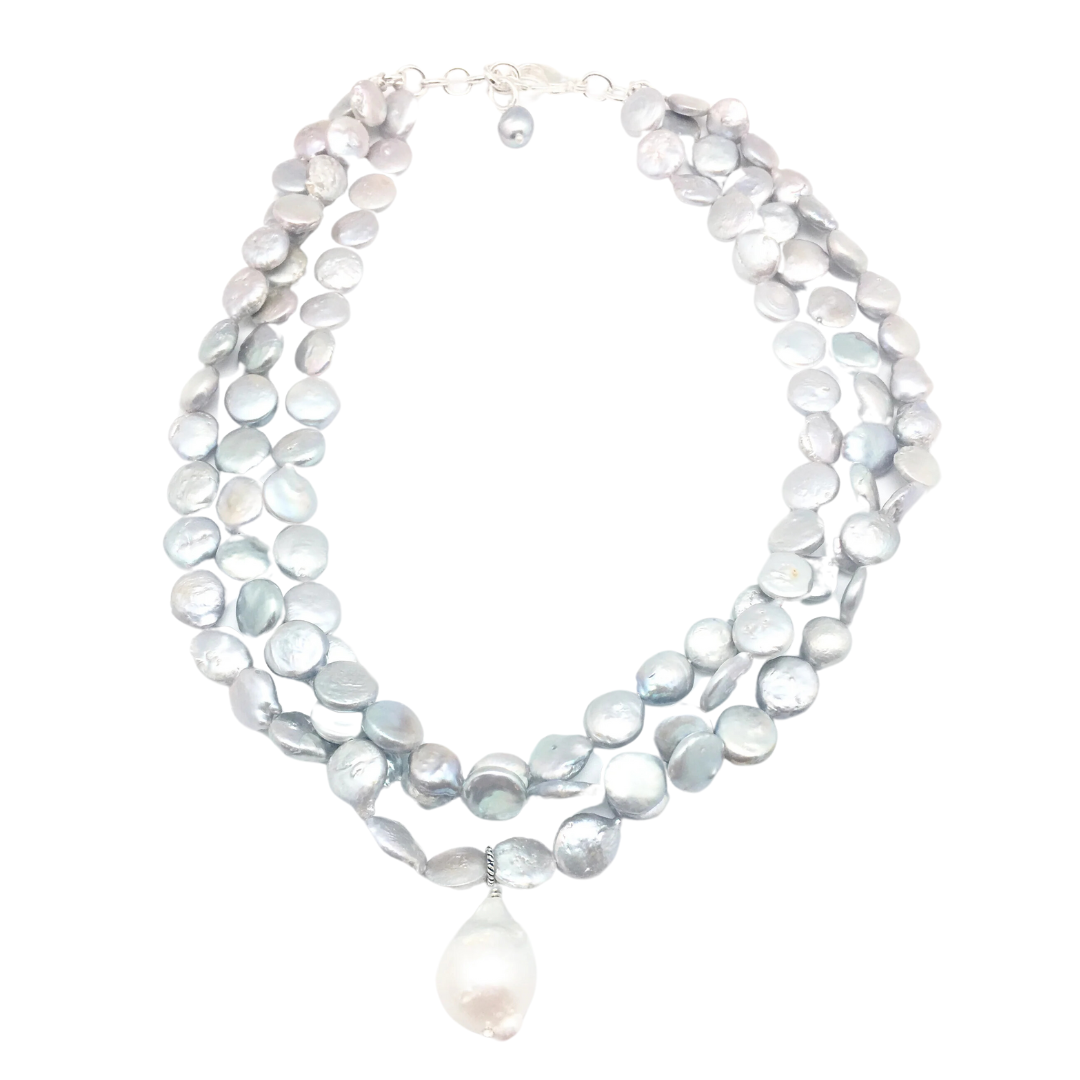 Karin Necklace in Light Grey Pearl