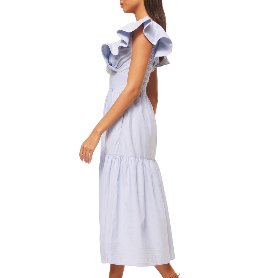 Leonora Dress in Cotton Trapunto