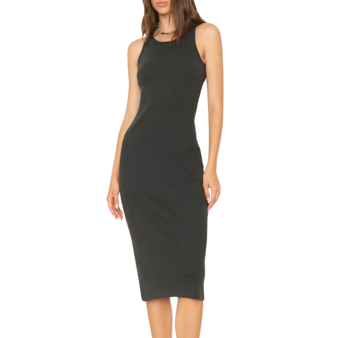 Ashleigh Rib Dress in Vintage Black