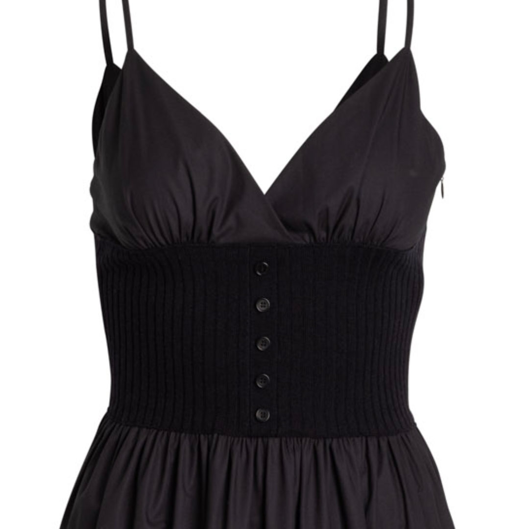 Cotton Cashmere Full Length Hybrid Dress in Black Combo