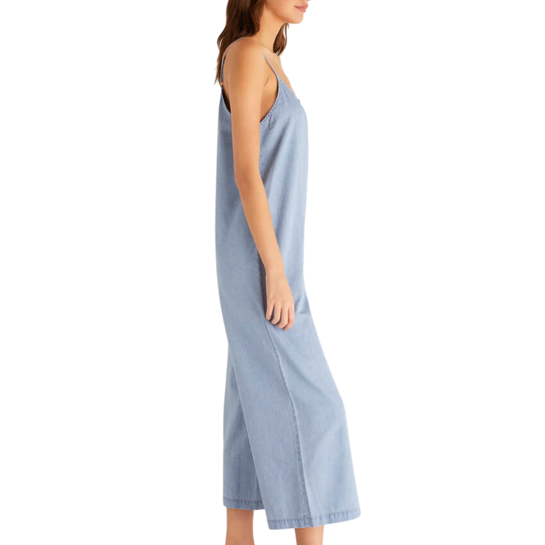 Long Walks Chambray Jumpsuit in Light Chambray