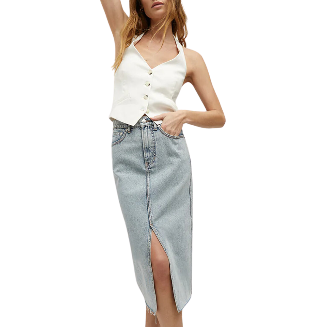 Victoria Denim Skirt in Silverwood Spark
