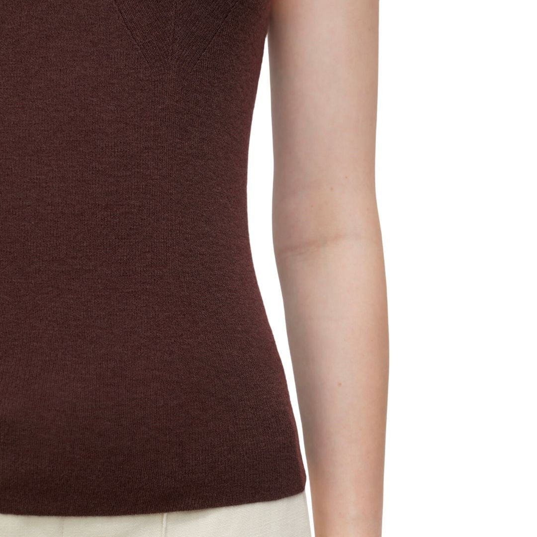 Cashmere-Mix Top in Chilly Chocolate