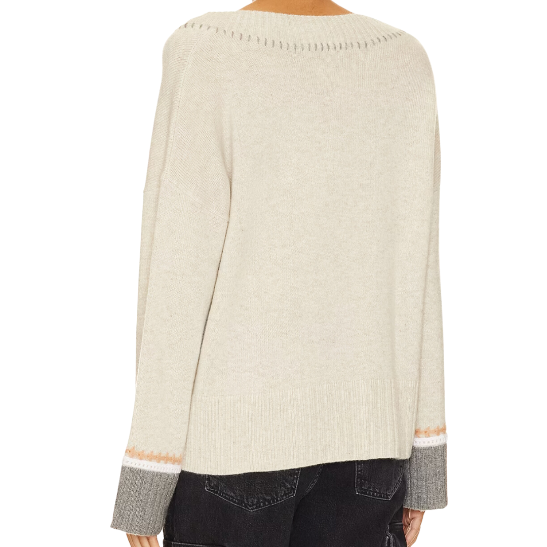 Oversized V With Crochet Details in Mojave/Neutral Combo