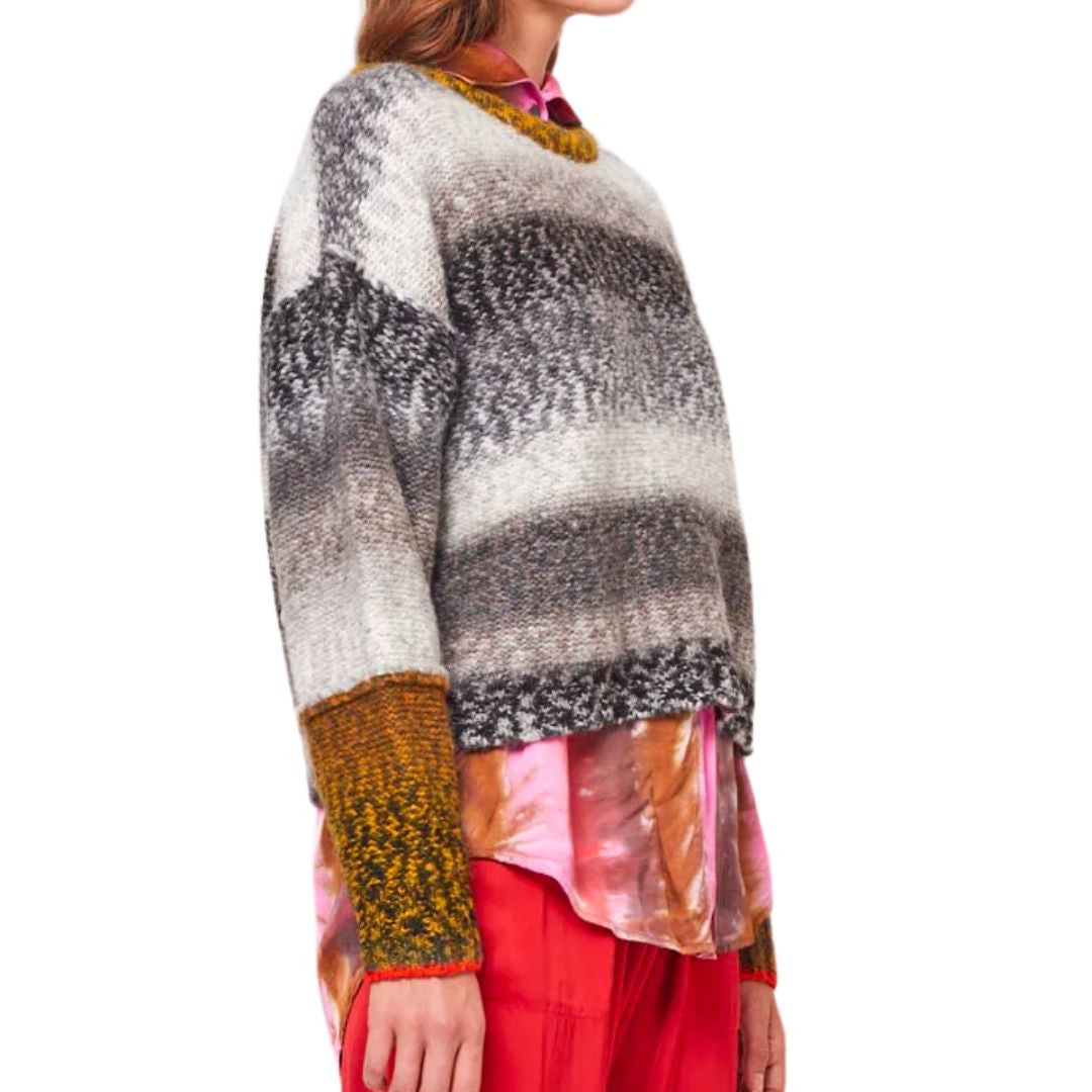 Iris Pullover in Grey Olive Combo