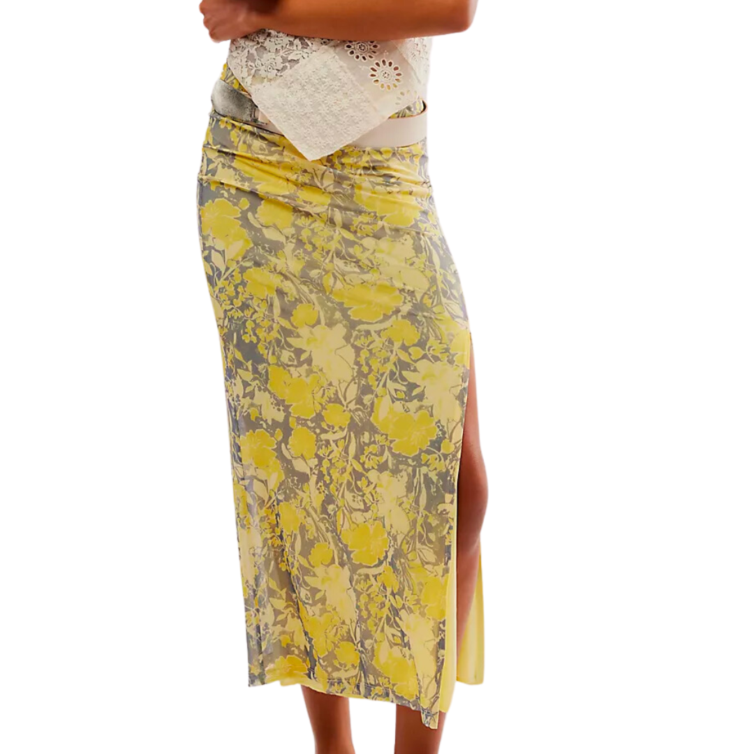 Rosalie Mesh Midi Skirt in Black Combo