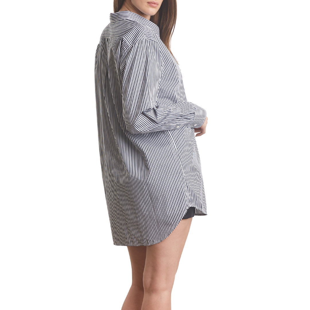 Oversized Shirt in Striped Blue