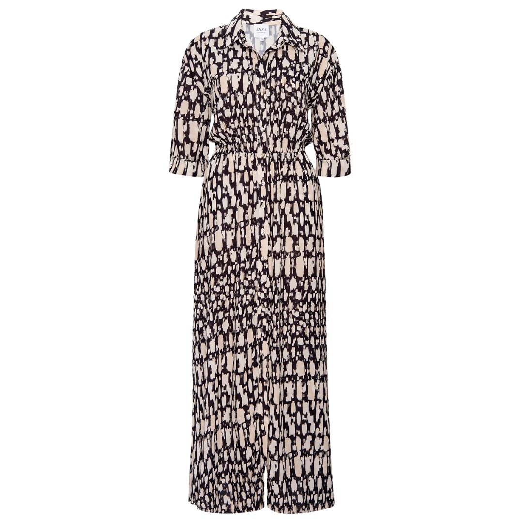 Lourdes Dress in Abstract Geo Crepe