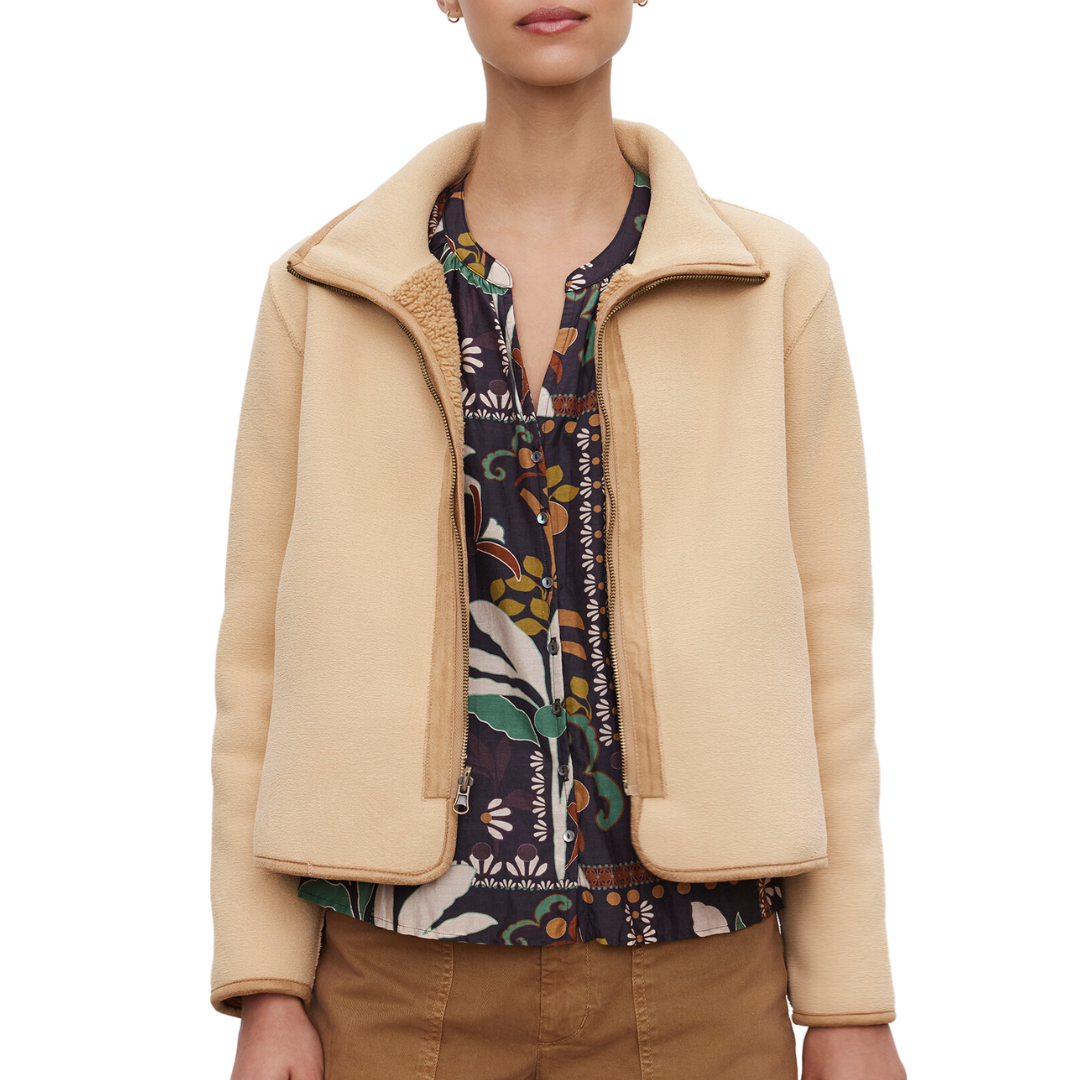 Reba Reversible Sherpa Jacket in Tan