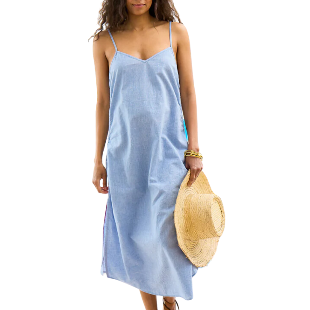 Sabine Linen Dress in Blue