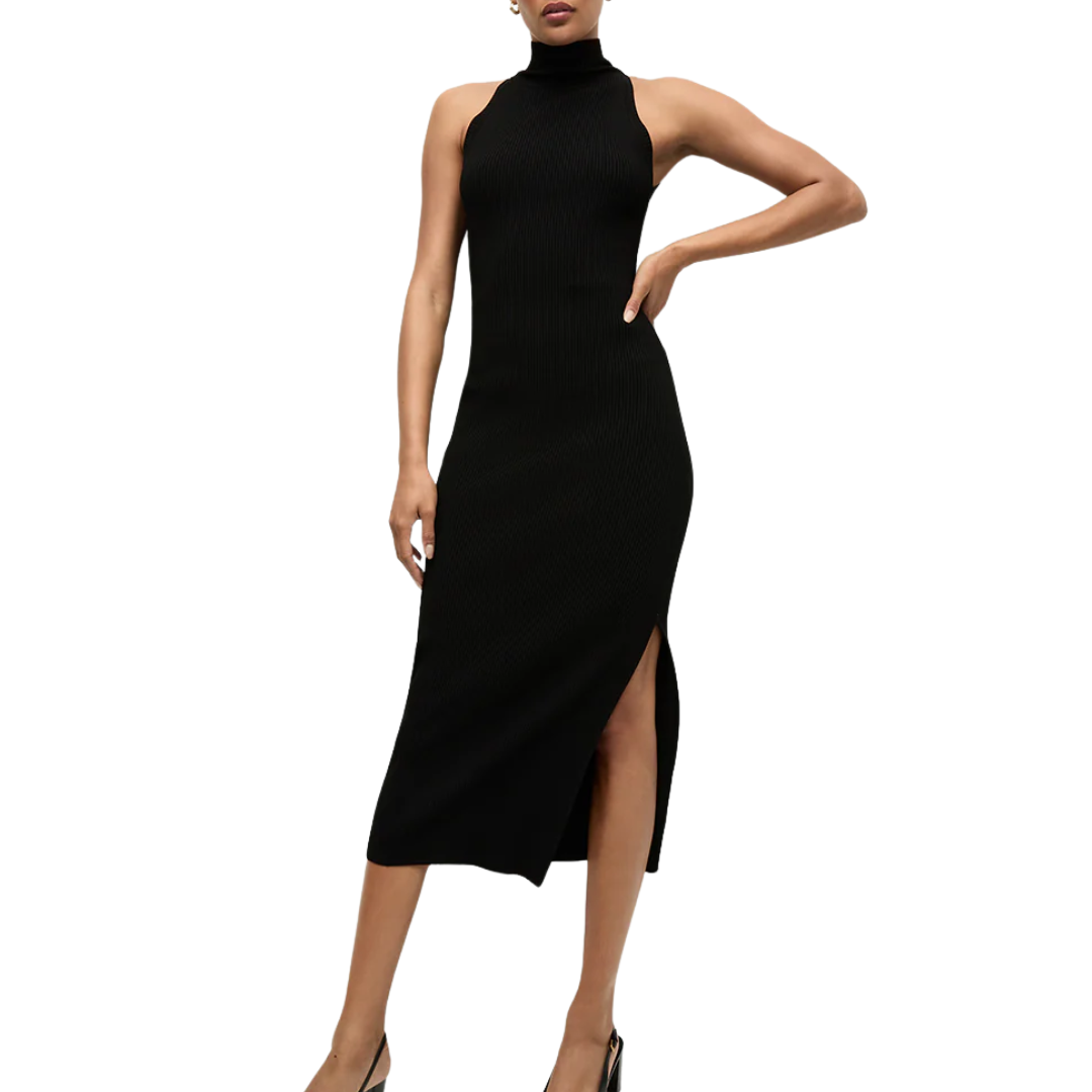 Briggita Knit Halter Dress in Black
