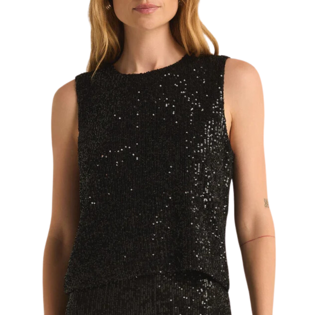 Sloane Sequin Top in Black