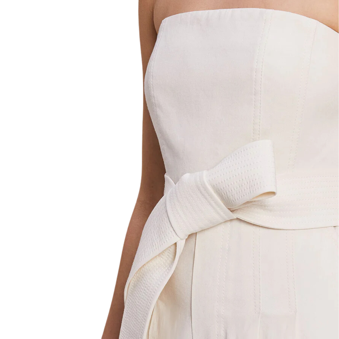 Elsie Strapless Linen Jumpsuit in Glace