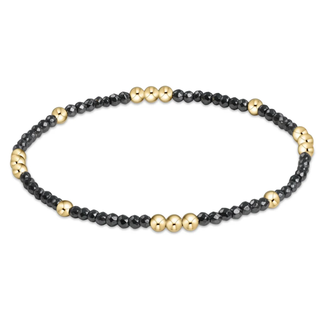 Worthy Pattern 2mm Bead Bracelet in Faceted Hematite