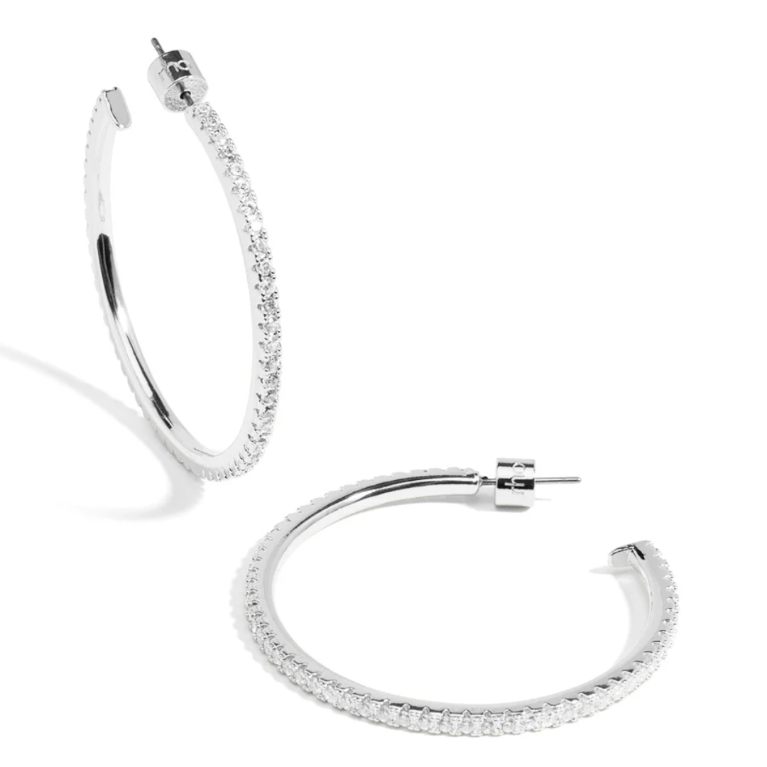 Large Pavé Hoop Earring in Silver
