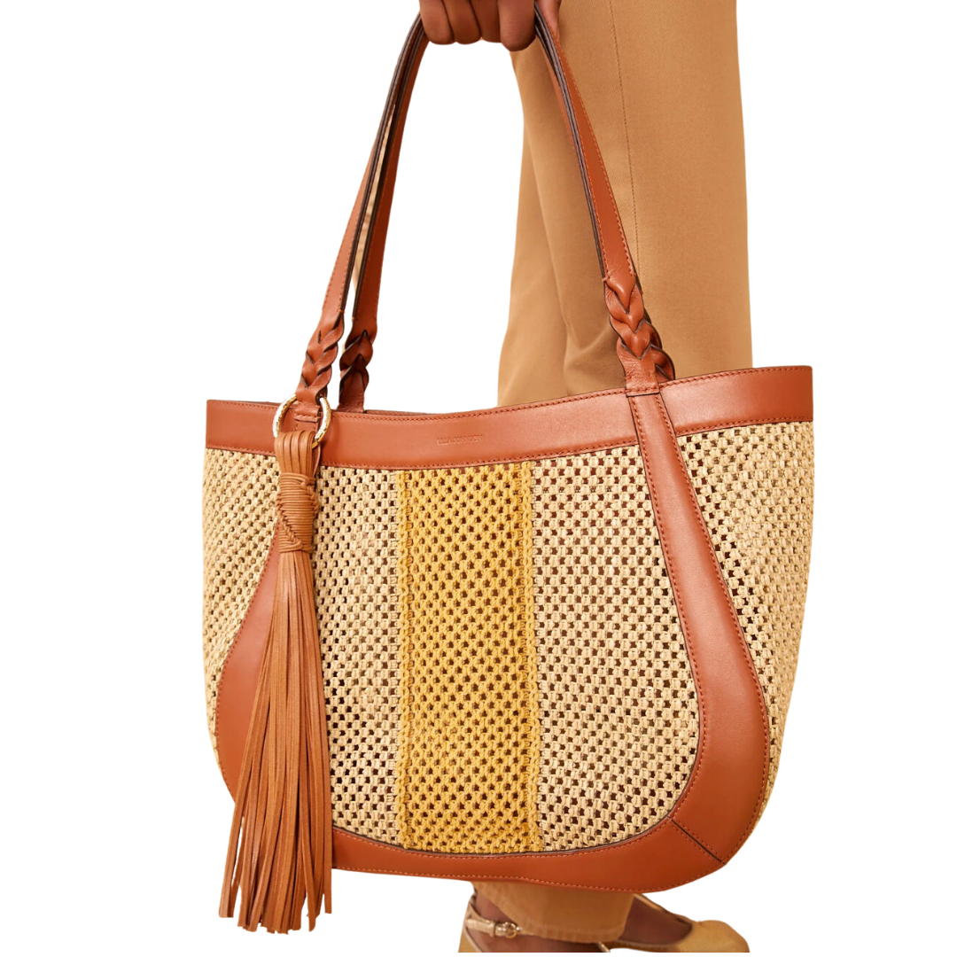 Albers East West Tote in Raffia Stripe
