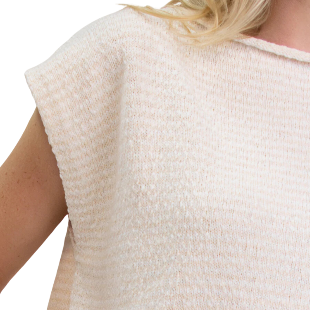 Square Knit Tee in Ivory/Natural