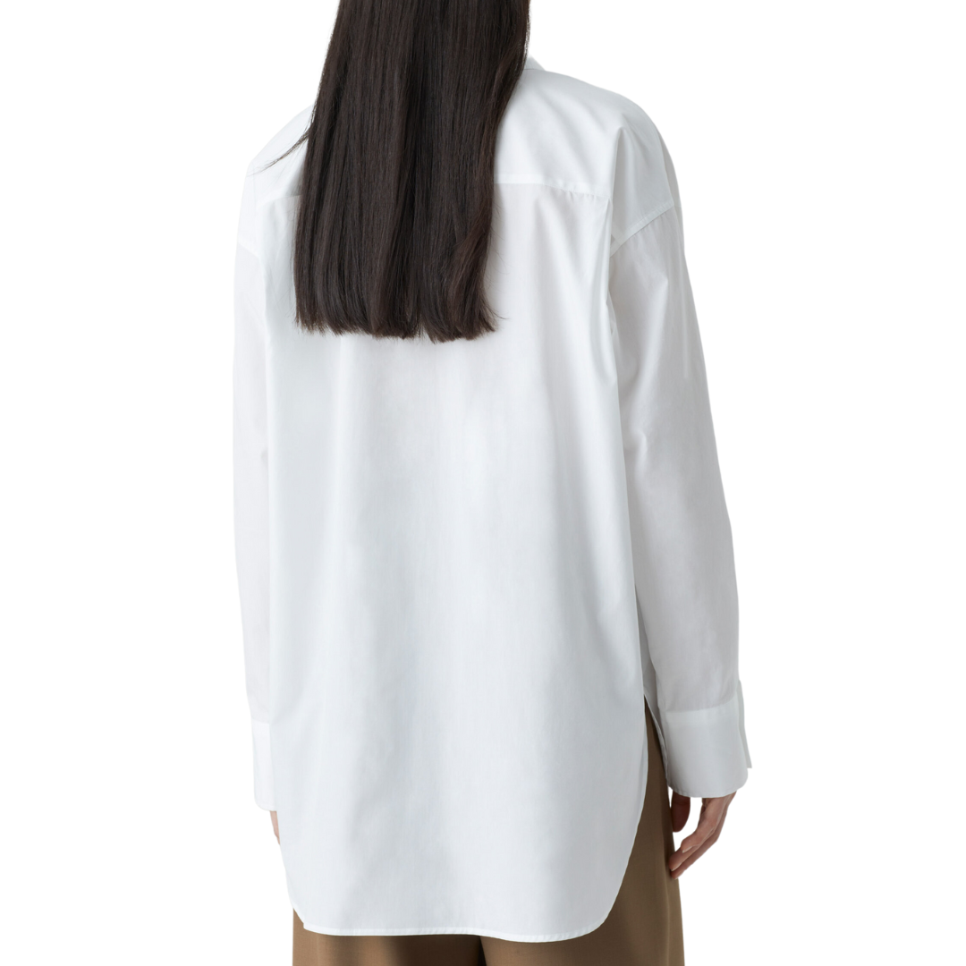 Organic Cotton Poplin Blouse in White
