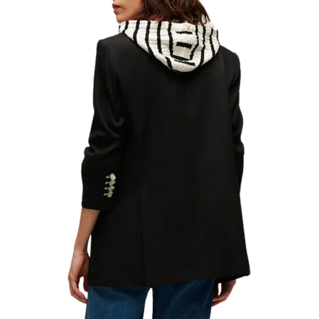 Bunny Cashmere Hoodie Dickey in Off White Black