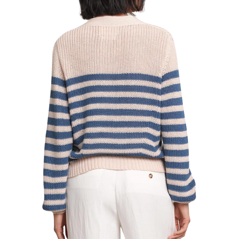 Isla Striped Cropped Cardi in Ivory/Azure